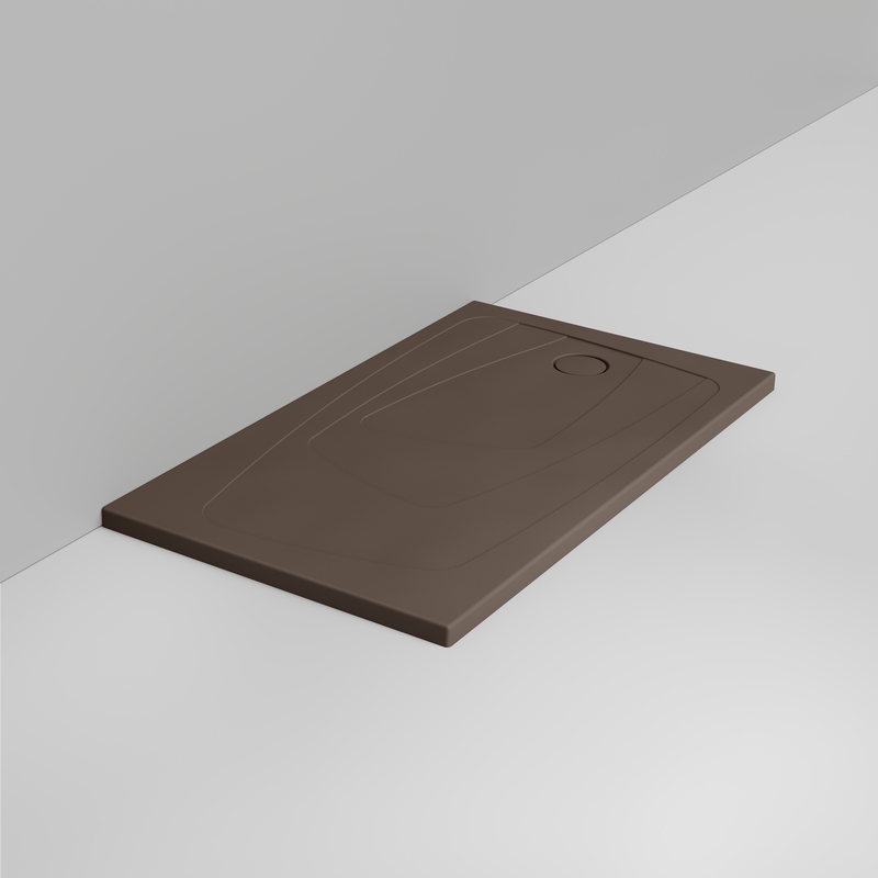 Ceramica Dolomite Rectangular shower Tray waste towards right H4 140×80 – Oltre - Matt alpine brown
