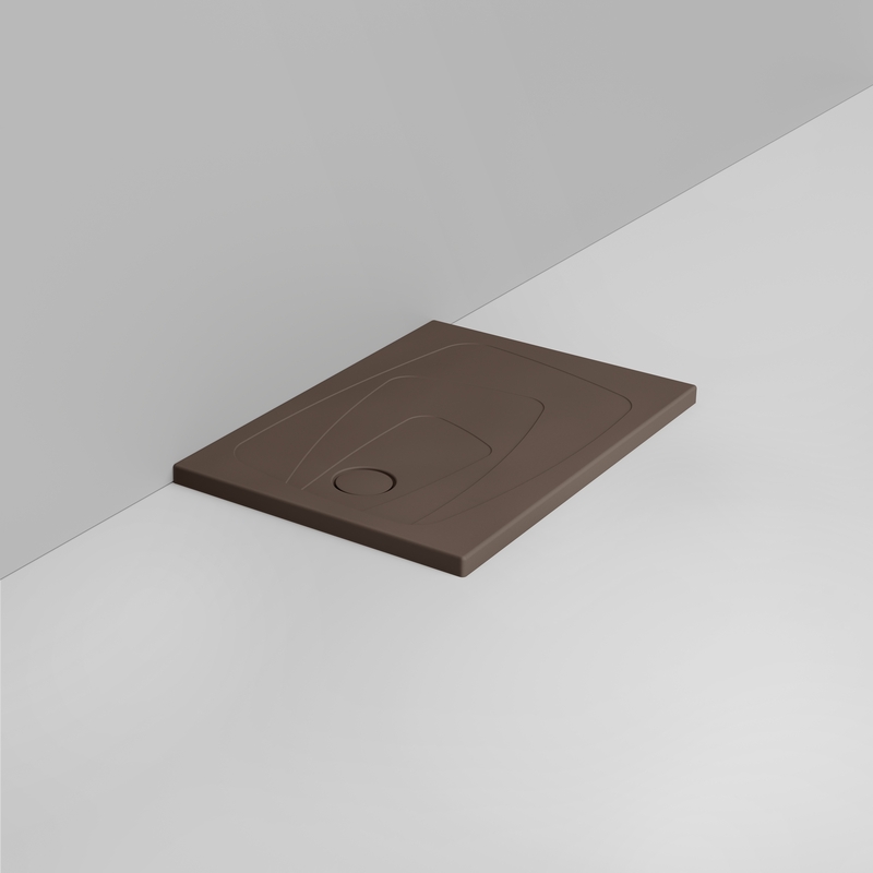 Ceramica Dolomite Rectangular shower Tray waste towards left H4 100×70 – Oltre - Matt alpine brown