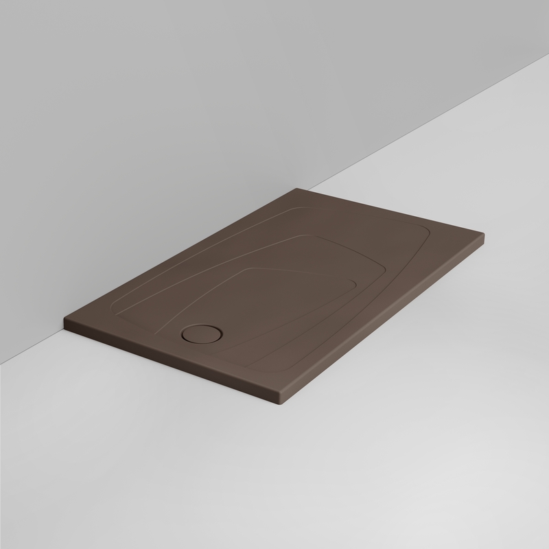 Ceramica Dolomite Rectangular shower Tray waste towards left H4 140×80 – Oltre - Matt alpine brown