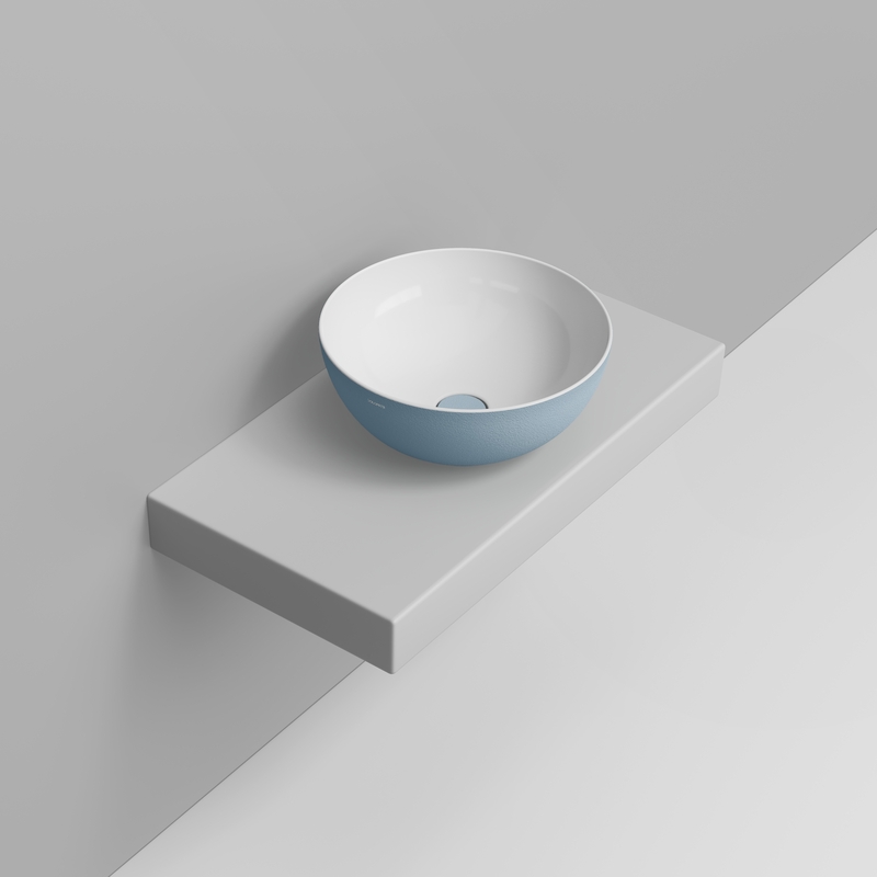 Ceramica Dolomite Lavabo à poser 44×44 – Noemi - Bleu Ciel Texturé