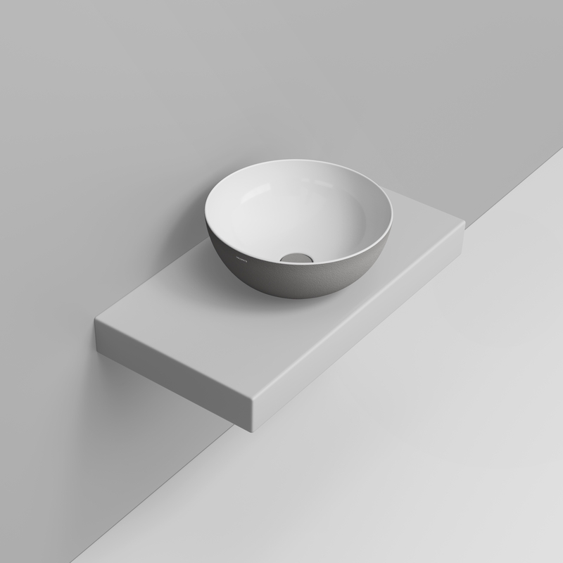 Ceramica Dolomite Lavabo à poser 44×44 – Noemi - Gris Béton Texturé
