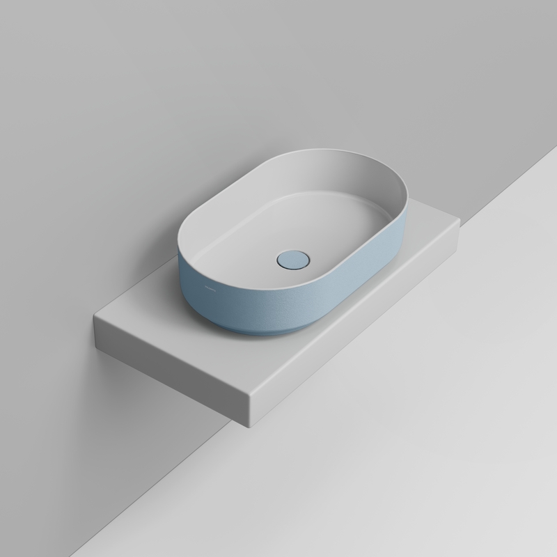 Ceramica Dolomite Lavabo à poser 60×36 – Noemi - Bleu Ciel Texturé