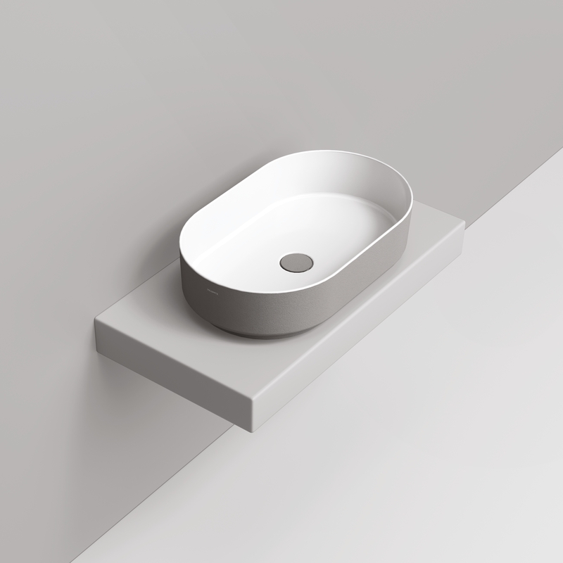 Ceramica Dolomite Lavabo à poser 60×36 – Noemi - Gris Béton Texturé