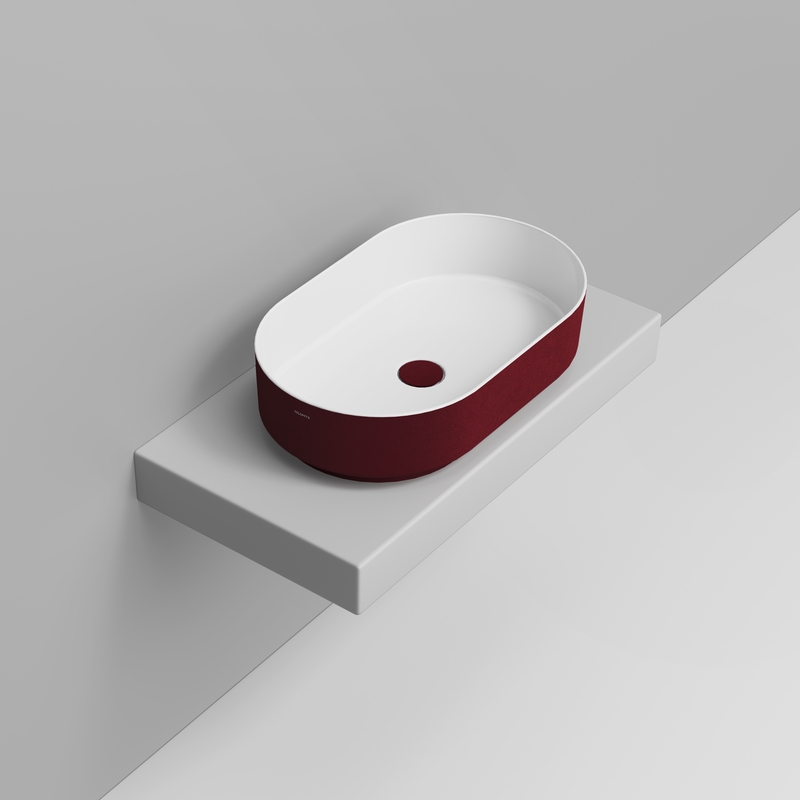 Ceramica Dolomite Lavabo à poser 60×36 – Noemi - Rouge Vin Texturé