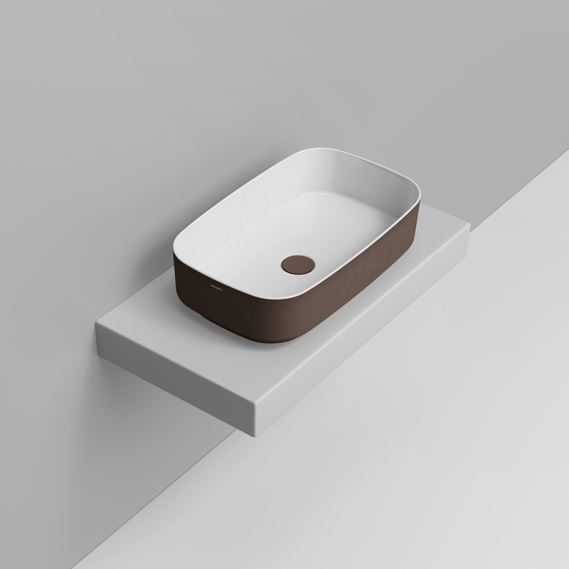 Ceramica Dolomite Lavabo à poser 62×38 – Noemi - Marron Alpin Texturé 