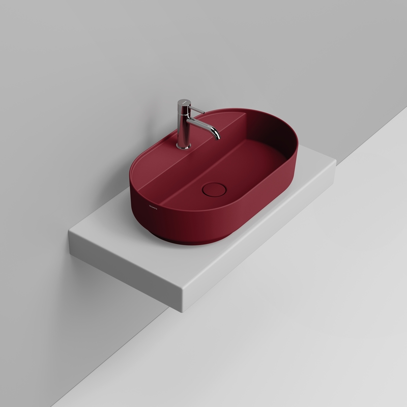 Ceramica Dolomite Vessel basin 65×40 – Noemi - Matt red wine