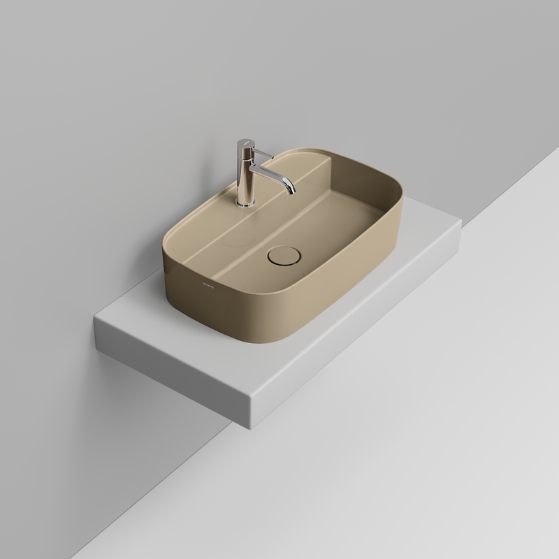 Ceramica Dolomite Vessel basin  62×38- Noemi - Glossy natural beige