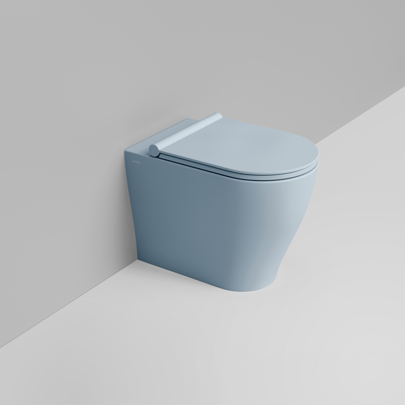 Ceramica Dolomite Back to wall bowl 36×55 – Mirto Round - Sky blue