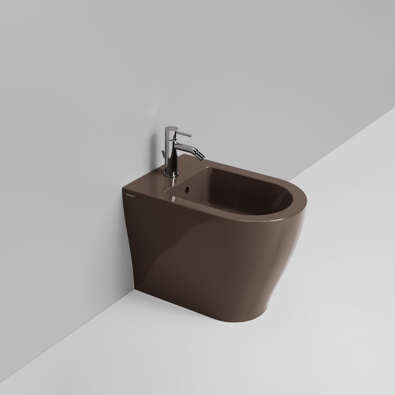 Ceramica Dolomite Back to wall bidet 36×55 – Mirto Round - Glossy alpine brown