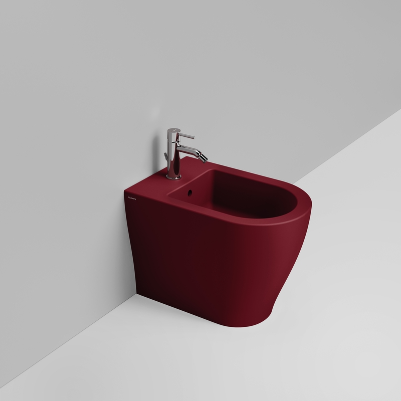 Ceramica Dolomite Back to wall bidet 36×55 – Mirto Round - Matt red wine