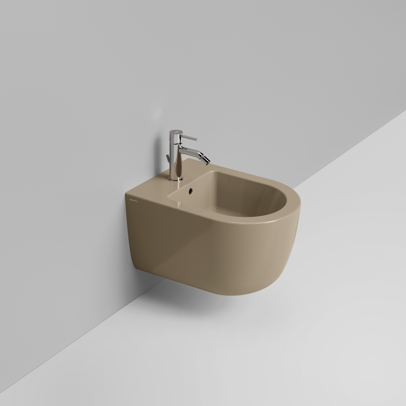 Ceramica Dolomite Wall hung bidet 36×50- Mirto Round Short - Glossy natural beige
