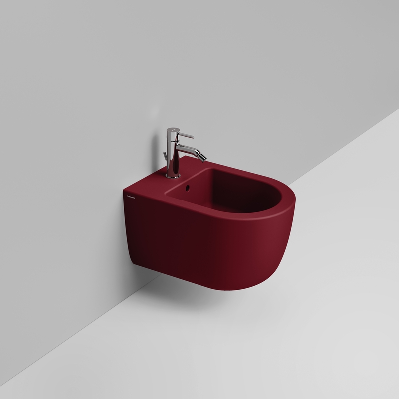 Ceramica Dolomite Wall hung bidet 36×50- Mirto Round Short - Matt red wine