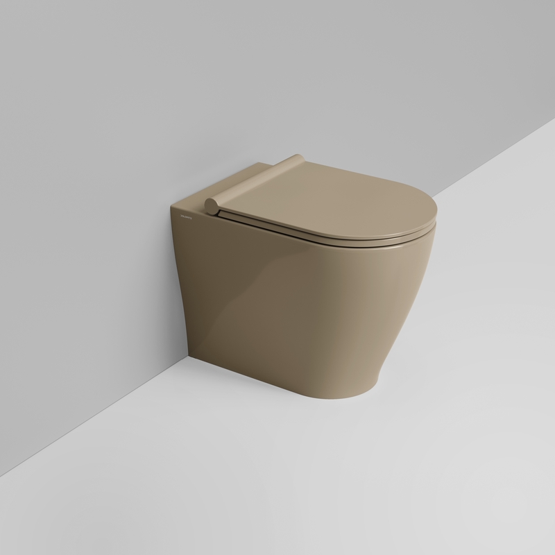 Ceramica Dolomite Back to wall vortex bowl 36×55 – Mirto Round - Glossy natural beige