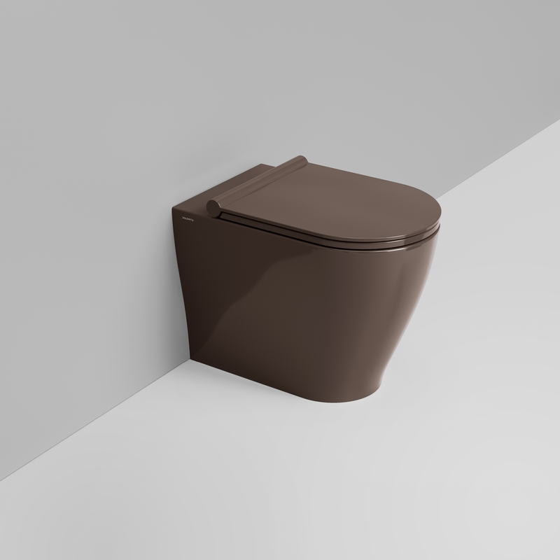 Ceramica Dolomite Back to wall vortex bowl 36×55 – Mirto Round - Glossy alpine brown
