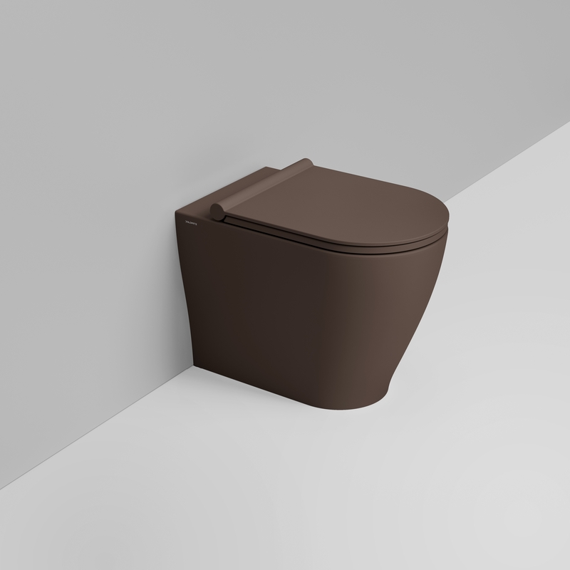 Ceramica Dolomite Back to wall vortex bowl 36×55 – Mirto Round - Matt alpine brown
