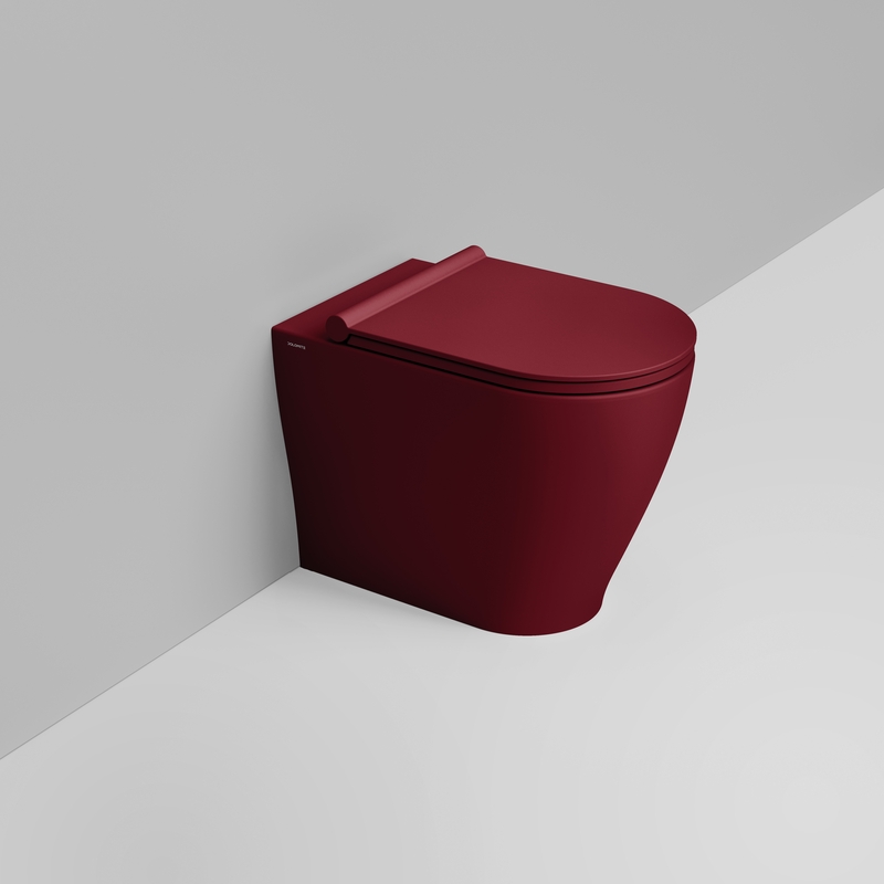Ceramica Dolomite Back to wall vortex bowl 36×55 – Mirto Round - Matt red wine