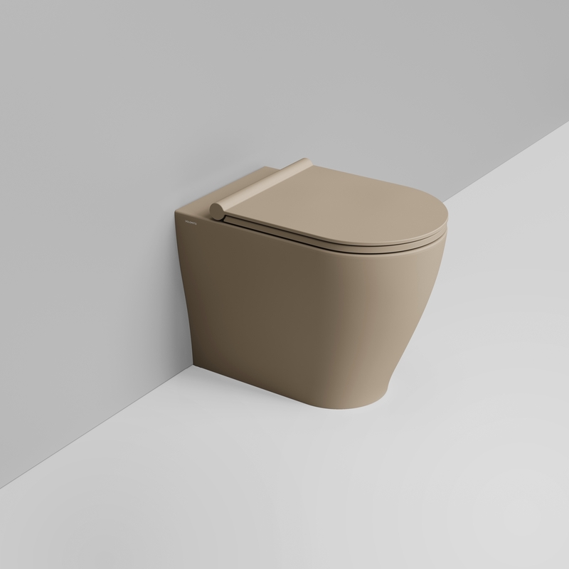 Ceramica Dolomite Back to wall vortex bowl 36×55 – Mirto Round - Matt natural beige